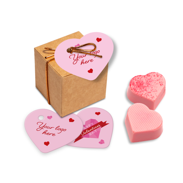 Valentines 24 – Eco Kraft Cube – Raspberry Heart – Chocolate Truffles