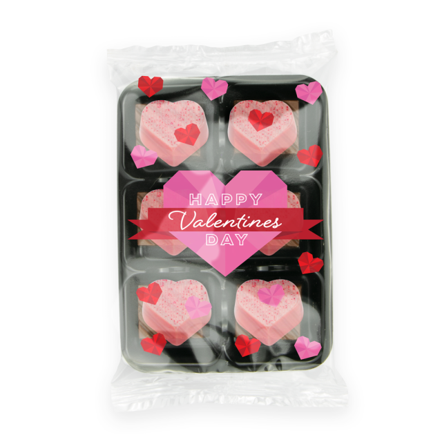 Valentines 24 – Flow Wrapped Tray – Raspberry Heart – Chocolate Truffles