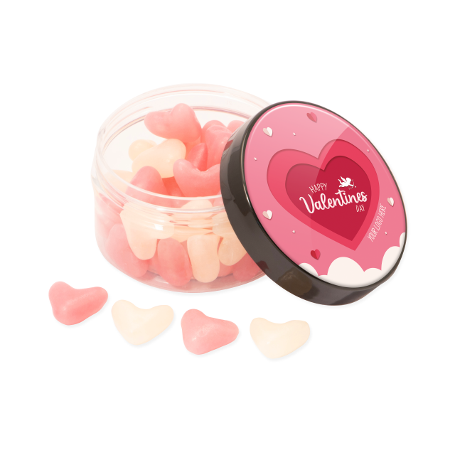 Valentines – Screw Top Jar – White & Pink Jelly Hearts