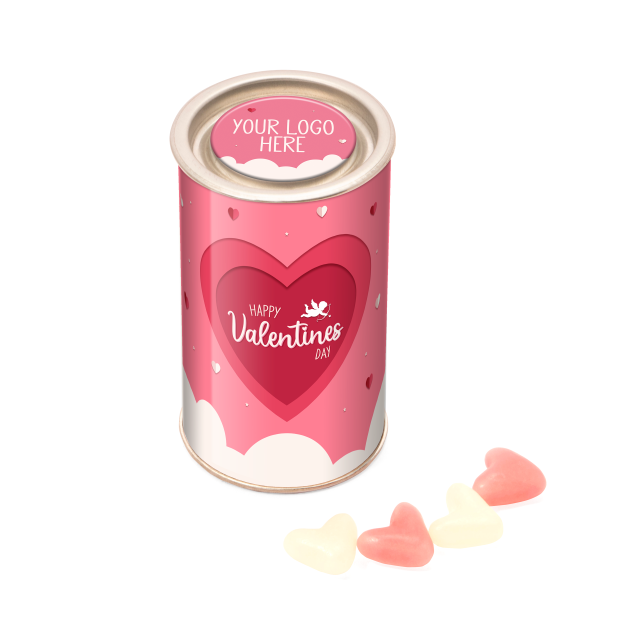 Valentines – Small Snack Tube – White & Pink Jelly Hearts